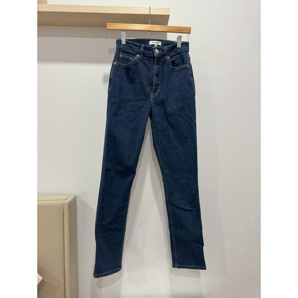 NWOT RE/DONE Womens Sz 25 Blue Rigid Like Denim High Rise 70s Straight Leg Jeans - Picture 1 of 12